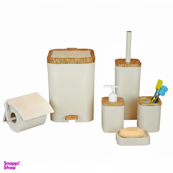 ست سرویس بهداشتی برتر مدل لیدوما طرح چوب مجموعه ۶ عددی