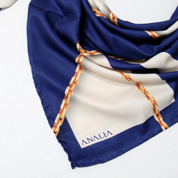 روسری زنانه آنالیا مدل ابریشم دست دوز طرح زنجیری کلاسیک کد ana-2821