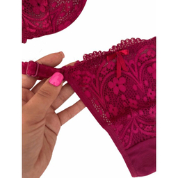 ست شورت و سوتین ژوبین کد 1395 رنگ زرشکی