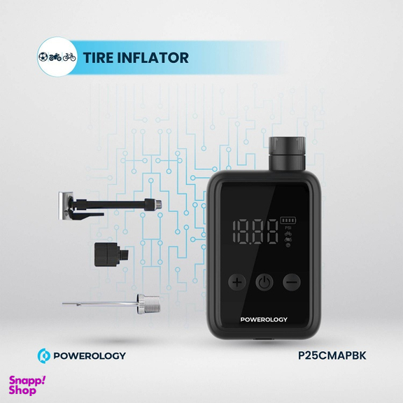کمپرسور باد خودرو پاورولوژی مدل Powerology Super Compact Tire Inflator P25CMAPBK