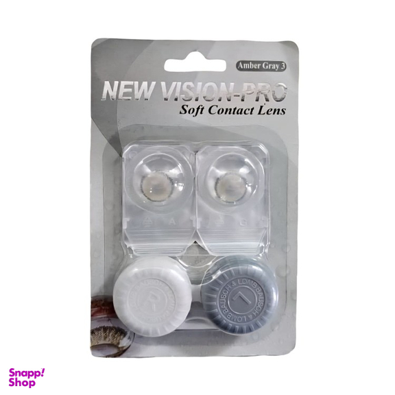 لنز چشم پرو نیو ویژن رنگ طوسی آمبره دور مشکی وسط عسلی شماره 9 به همراه جای لنز