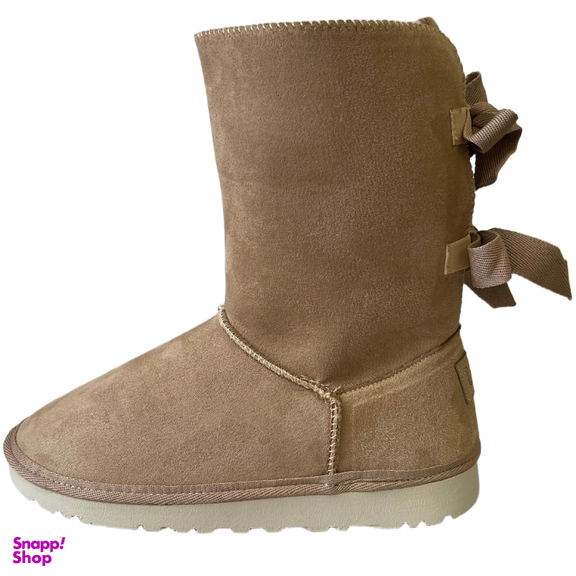 بوت زنانه طرح اگ مدل پشت بندی رنگ کرم