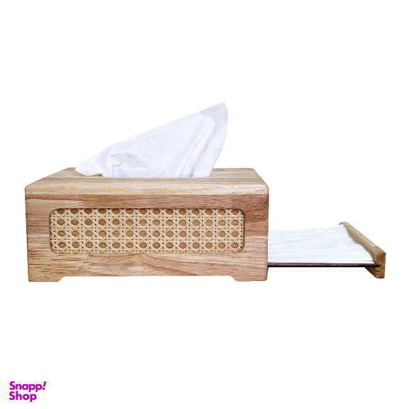 ست سطل زباله و جعبه دستمال کاغذی هایلو مدل بامبو حصیری