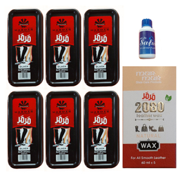 واکس کفش بی رنگ مرمر کد 2080 به همراه اسفنج و 6 ابر براق کننده و بوگیر کفش