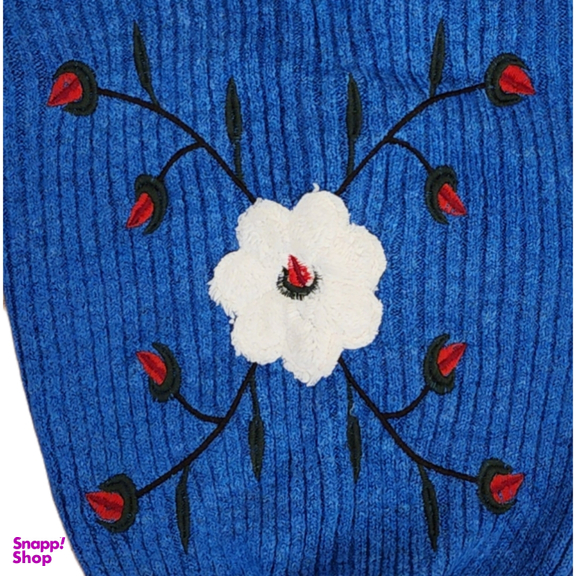 بلوز بافت گلدوزی آستین کیمونو For Angels مدل 22554 رنگ آبی