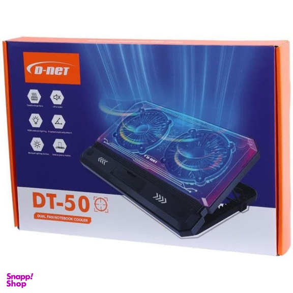 پایه خنک کننده لپ تاپ 2 فن RGB دی نت مدل DT-50