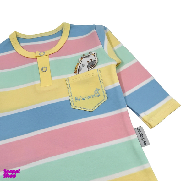 ست بلوز آستین بلند و شلوار کودک به آوران طرح راه راه زرافه