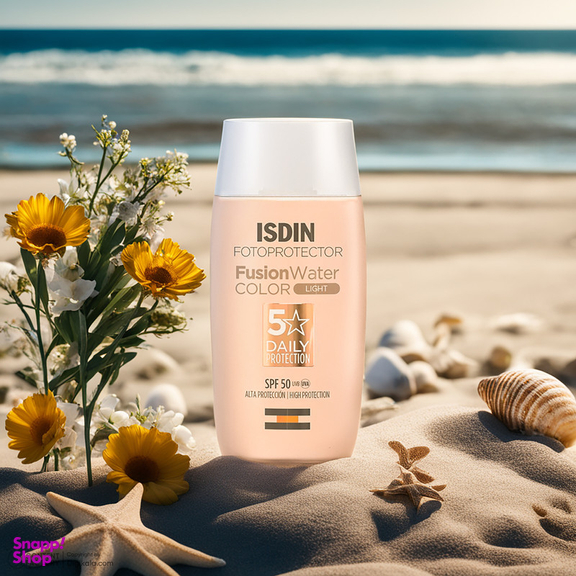 کرم ضد آفتاب رنگی ایزدین SPF 50 مدل فیوژن واتر مناسب برای انواع پوست حجم 50 میلی‌ لیتر