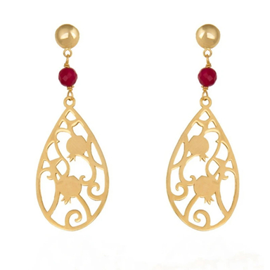 گوشواره طلا 18 عیار زنانه شمیم گلد گالری طرح انار کد 1249D9173