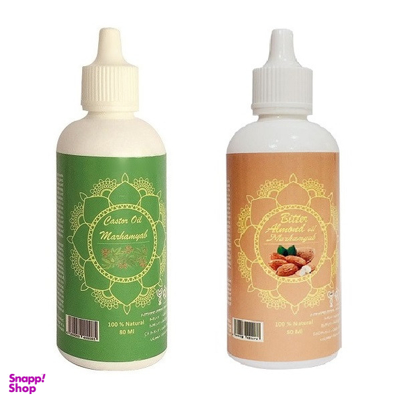 روغن تقویت کننده ناخن مرهم یاب مدل بادام تلخ و کرچک حجم 80 میلی لیتر مجموعه 2 عددی