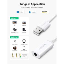 مبدل صدا Jack 3.5mm اکسترنال یوگرین مدل US206 کد 30712