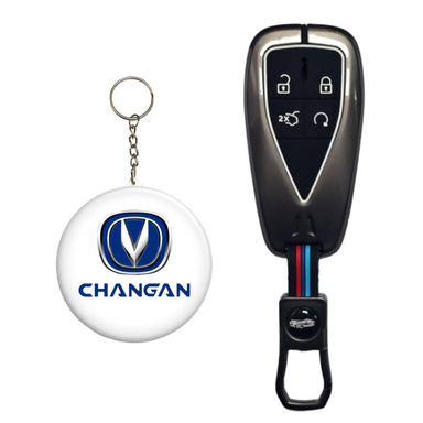 کاور سوئیچ خودرو کالانیکس مدل COV-CS35-10639 طرح فلزی به همراه جاسوئیچی مناسب چانگان CS35