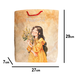 ساک هدیه پارچه ای طرح دختر جنگلی رویایی سایز 27×30 سانتی متر
