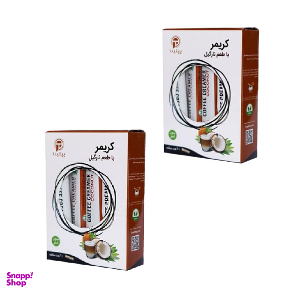 کریمر بدون شکر با طعم نارگیل پپتینا وزن 80 گرم بسته 10 عددی مجموعه ۲ عددی