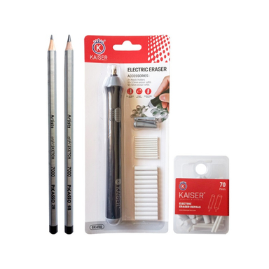 پاک کن برقی کایزر کد 10 به همراه یدک و مداد طراحی بسته 4 عددی