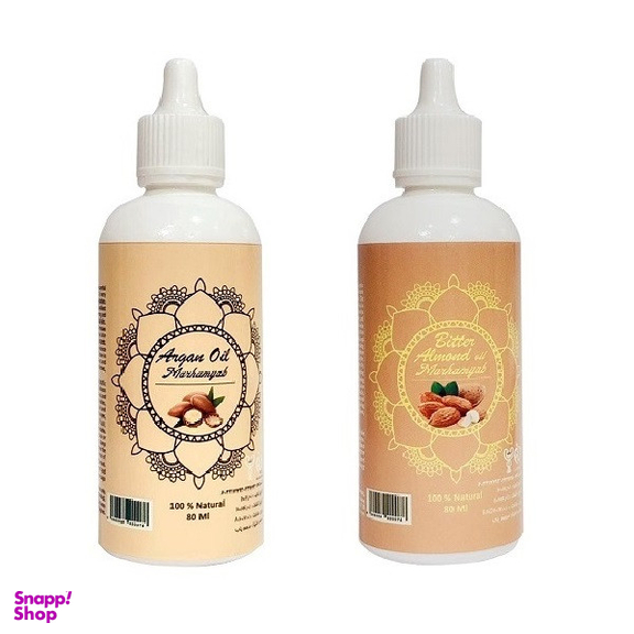 روغن تقویت کننده مو ، مژه و ابرو مرهم یاب مدل بادام تلخ و آرگان حجم 80 میلی لیتر مجموعه 2 عددی