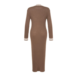 پیراهن یقه هفت زنانه مدل GD-o-20241521 رنگ قهوه ای