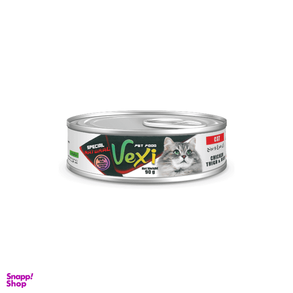 غذای کنسرو گربه وکسی مدل ران مرغ و برنج وزن 90 گرم مجموعه 6 عددی
