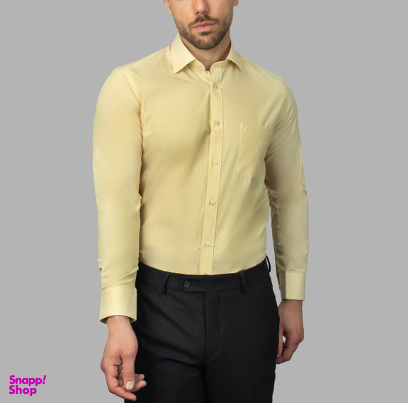 پیراهن آستین بلند مردانه آیکت مدل فلورا آکسفورد کد 118 رنگ خردلی