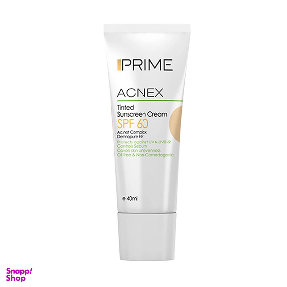 کرم ضد آفتاب رنگی پریم مدل Acnex Tinted رنگ بژ روشن با SPF60 حجم 40 میلی لیتر