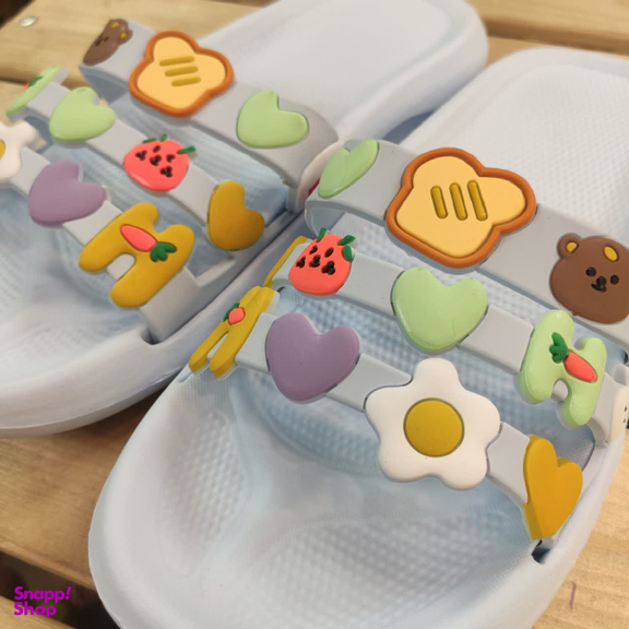 دمپایی دخترانه زیتون مدل کیوتی رنگ آبی روشن