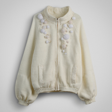 ژاکت زنانه گره استایل مدل برف دونه رنگ کرم