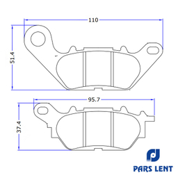 لنت ترمز جلو موتور سیکلت لنت پارس مدل 50026 مناسب برای تی وی اس ویگو
