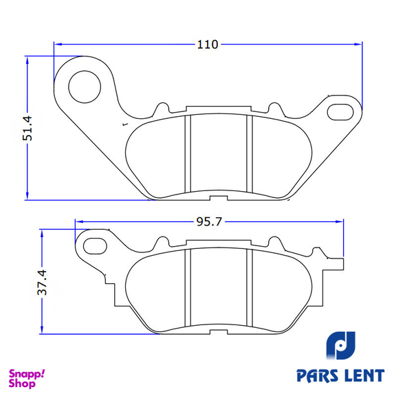 لنت ترمز جلو موتور سیکلت لنت پارس مدل 50026 مناسب برای تی وی اس ویگو