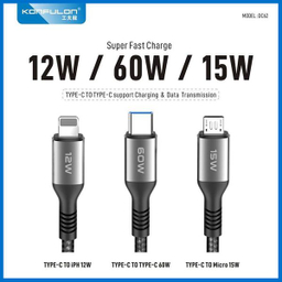 کابل تبدیل usb-C به usb-C / MicroUSB / لایتنینگ کانفلون مدل DC62 طول 1.2 متر
