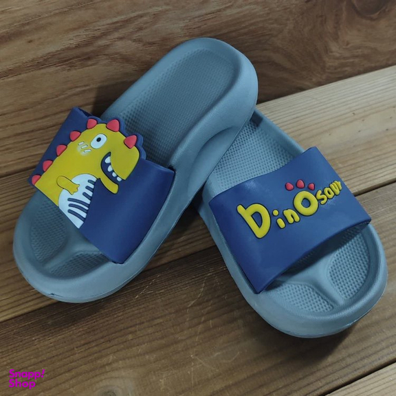 دمپایی بچگانه زیتون مدل داینو تا به تا کد 131414 رنگ طوسی