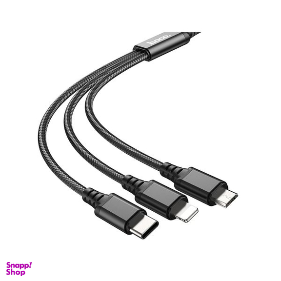 کابل تبدیل 3 کاره USB به لایتنینگ و MicroUSB و USB-C هوکو مدل X76 3IN1 طول 1 متر