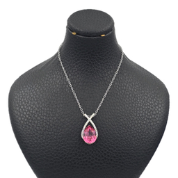 گردنبند نقره زنانه طرح سواروسکی کد swar44 رنگ صورتی
