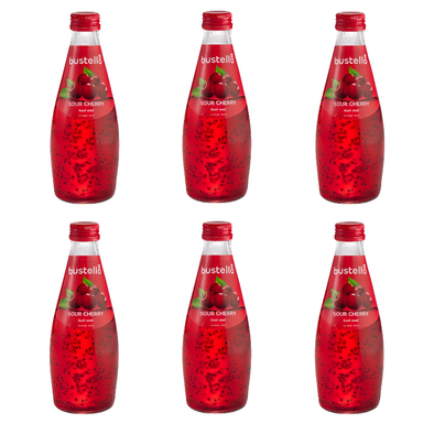 آبمیوه تخم شربتی آلبالو باستلو حجم 300 میلی لیتر بسته 6 عددی