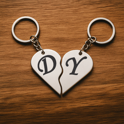 جاکلیدی گیلواره زراوشان مدل قلب دو تکه حرف D Y