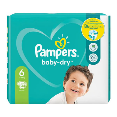 پوشک پمپرز مدل Baby Dry سایز 6 بسته 34 عددی
