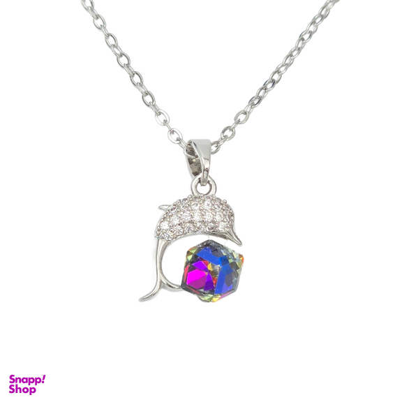 گردنبند زنانه وای اس ایکس با سنگ سواروسکی طرح دلفین کد swar