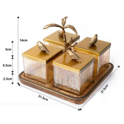 بانکه گلد کیش مدل گلدن برد کد GK829418 بسته 4 عددی به همراه سینی