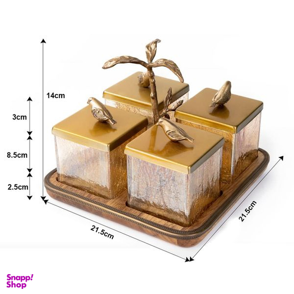 بانکه گلد کیش مدل گلدن برد کد GK829418 بسته 4 عددی به همراه سینی