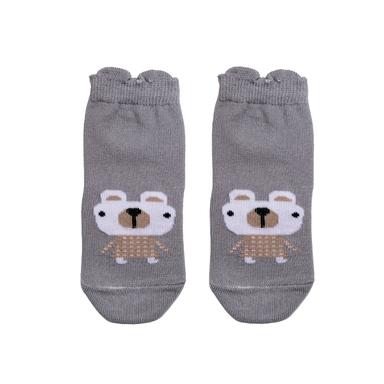 جوراب نوزادی طرح خرسک رنگ طوسی