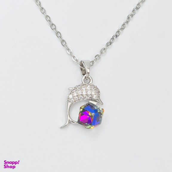 گردنبند زنانه وای اس ایکس با سنگ سواروسکی طرح دلفین کد swar