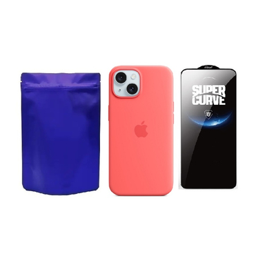 کاور گوشی موبایل مدل M-B Silicon مناسب اپل iPhone 15 به همراه محافظ صفحه نمایش Super Curve