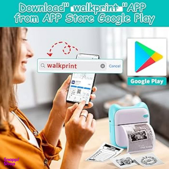 پرینتر لیبل زن ناب سل مدل پرتابل شارژی کد BL-NAAB001111 به همراه سه عدد رول کاغذی