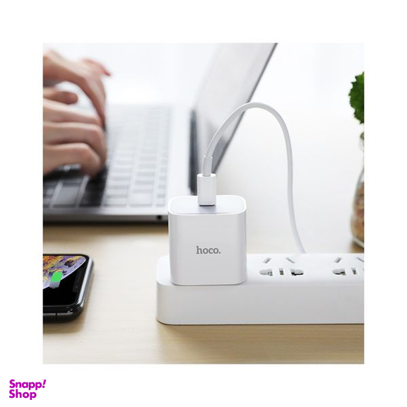 شارژر دیواری 20 وات هوکو مدل C76 PD به همراه کابل لایتنینگ