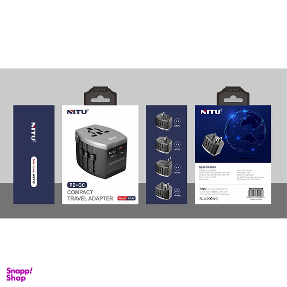 شارژر دیواری سفری نیتو مدل PD+QC3.0 NITU NT-A6