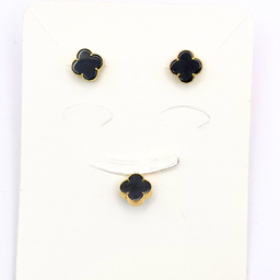 نیم ست طلا 750 عیار زنانه مدل ونکلیف مشکی