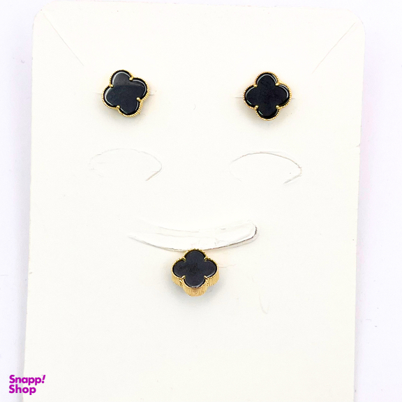 نیم ست طلا 750 عیار زنانه مدل ونکلیف مشکی