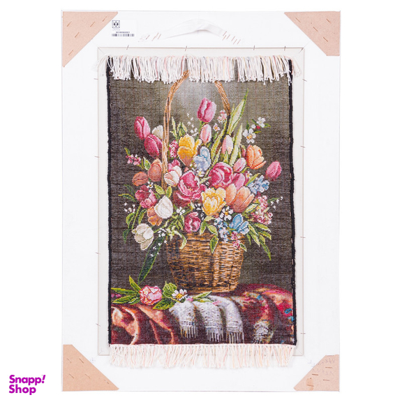 تابلو فرش دستباف سی پرشیا مدل گل در سبد حصیری کد 903806