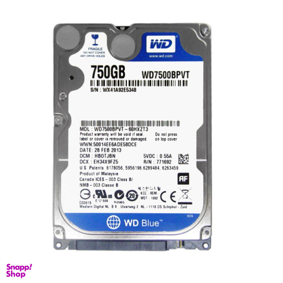 هارد دیسک اینترنال لپ تاپ وسترن دیجیتال بلو مدل WD7500BPVT