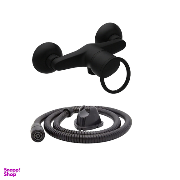 شیر توالت توفیق مدل النگویی کد Full Black به همراه شلنگ توالت