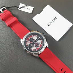 ساعت عقربه ای مردانه اکستری کد X6077-C قرمز نقره ای